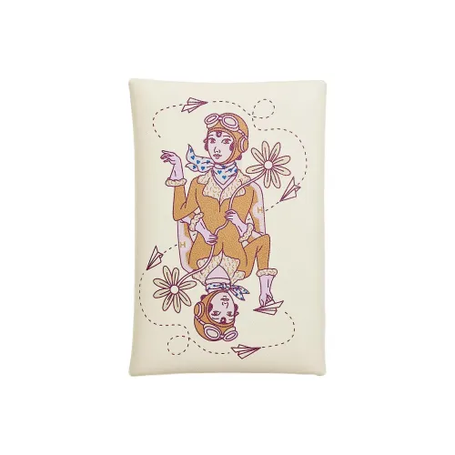 HERMES Calvi Swift Calfskin Card Holder Women's I2 Nata Cream White