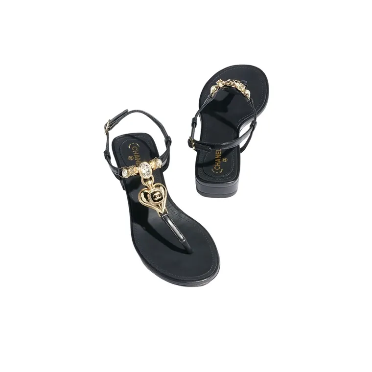 CHANEL One Strap Sandals Women's Black-2
