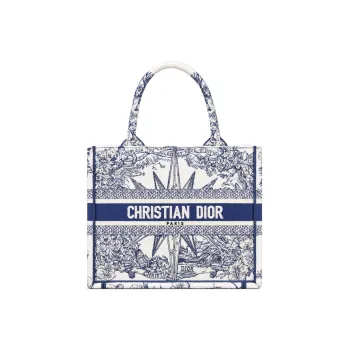DIOR BookTote Embroidery Tote Bag, Shopping Bag, Handbag Trumpets Women's Blue/White