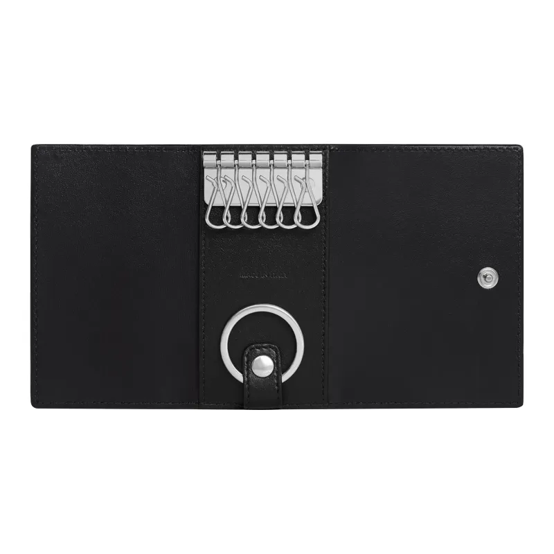 CELINE Crocodile Embossed Calfskin Key Pouch Men's Black-3