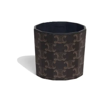 CELINE Triomphe Cow Leather Storage Bag Women's Black