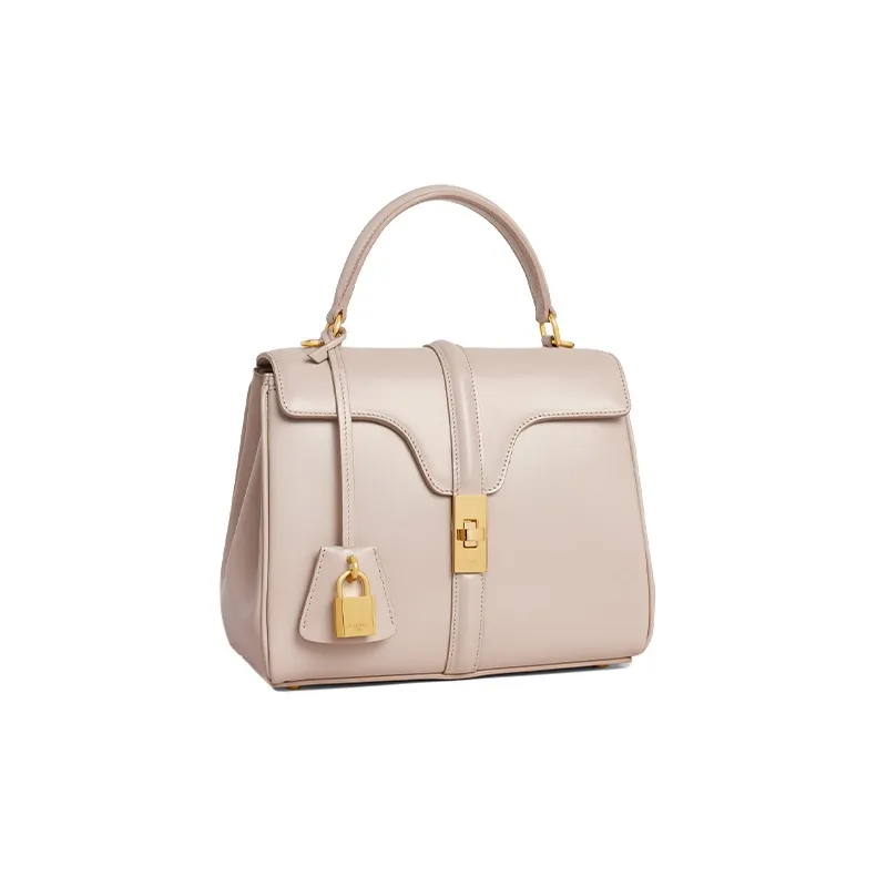 CELINE 16 Satin Calfskin Shoulder Bag Crossbody Bag Handbag Small Size Women's Nude-1