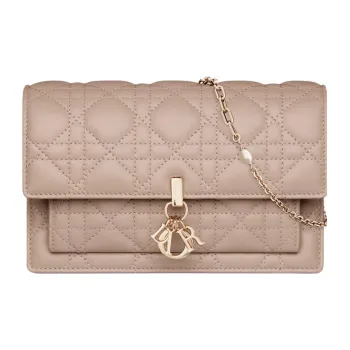 DIOR Lady Dior Sheepskin Handheld Shoulder Bag Crossbody Bag Women's Hazelnut Berry