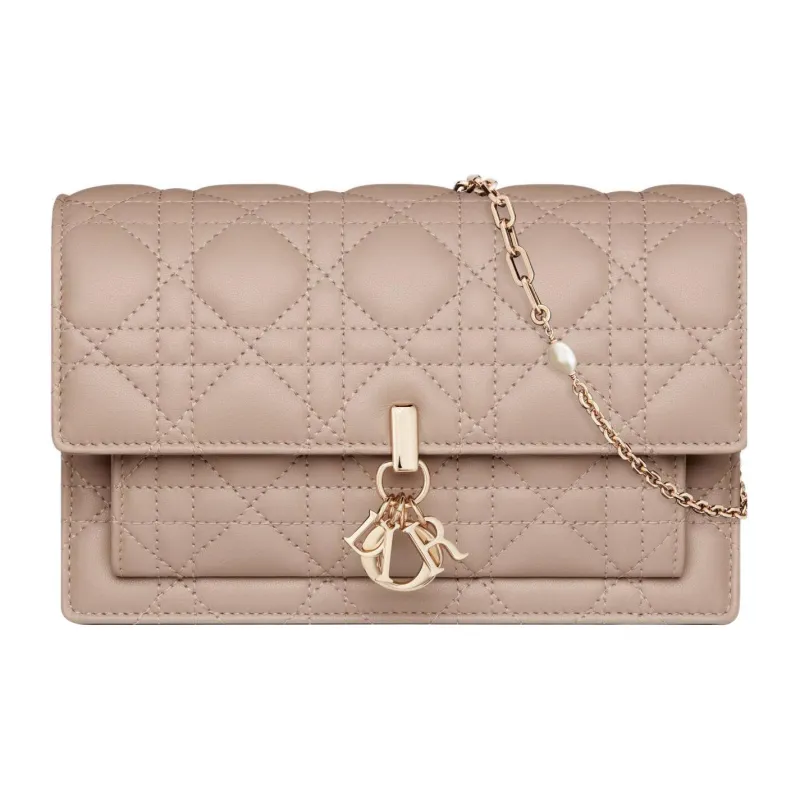 DIOR Lady Dior Sheepskin Handheld Shoulder Bag Crossbody Bag Women's Hazelnut Berry-0