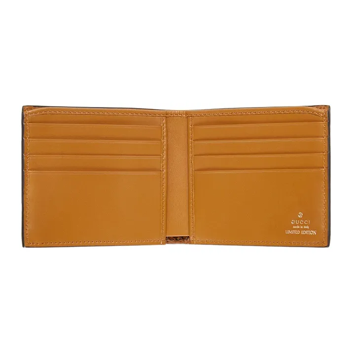 GUCCI Ophidia Canvas With Snakeskin Print Trim Wallet Men's Ebony/Tan-4