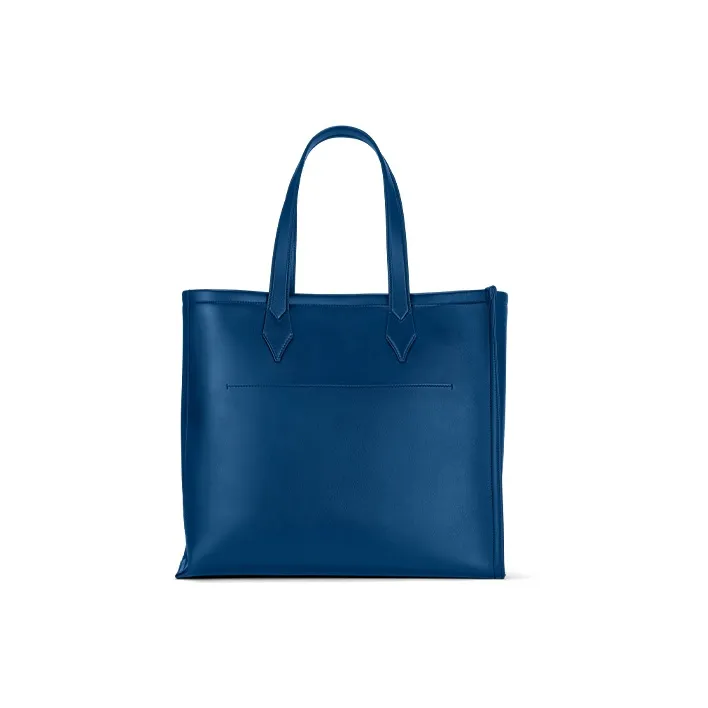 MONTBLANC Grain Calfskin Tote Bag, Shopping Bag, Handbag Men's Midnight Blue-3