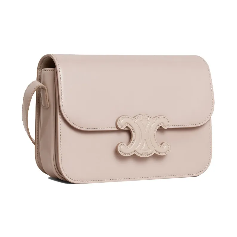 CELINE Cuir Triomphe Calfskin Crossbody Bag Shoulder Bag Medium Size Women's Light Pink-1