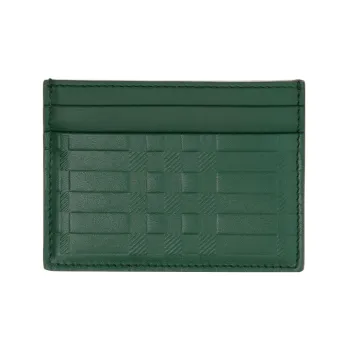 Burberry Calfskin Card Holder Men's Deep Dark Green