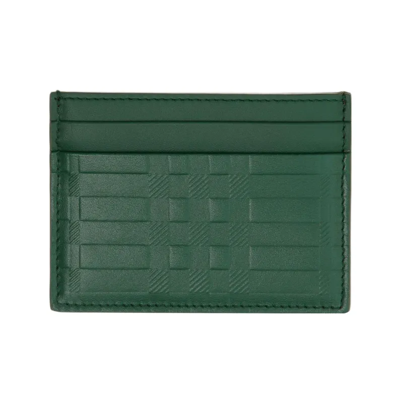 Burberry Calfskin Card Holder Men's Deep Dark Green-0