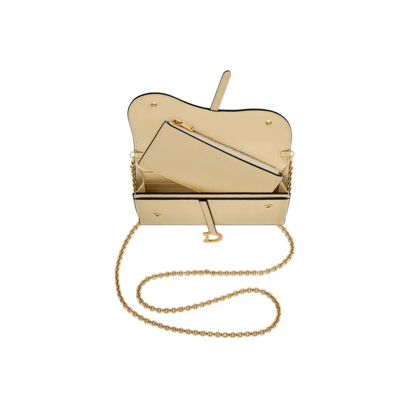 DIOR Saddle Sheepskin Saddle Bag, Shoulder Bag, Crossbody Bag, Wallet Women's Light Yellow/Light Yellow-4
