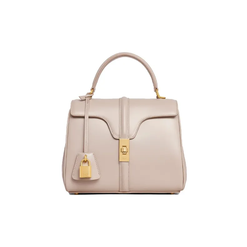 CELINE 16 Satin Calfskin Shoulder Bag Crossbody Bag Handbag Small Size Women's Nude-0