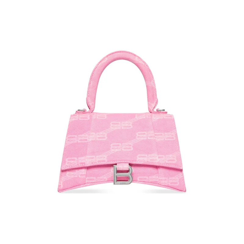 Balenciaga Hourglass Denim Hourglass Bag, Shoulder Bag, Crossbody Bag, Handbag Small Size Women's Pink-0