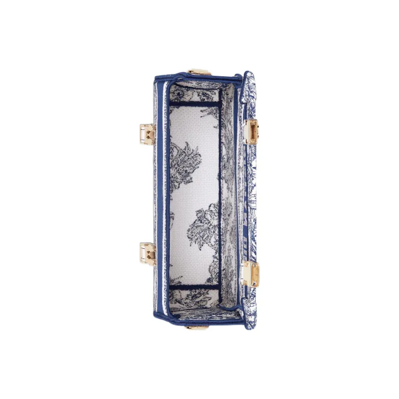 DIOR DiorCamp Pattern Embroidered Canvas Messenger Bag Shoulder Bag Crossbody Bag Small Size Women's Blue-3