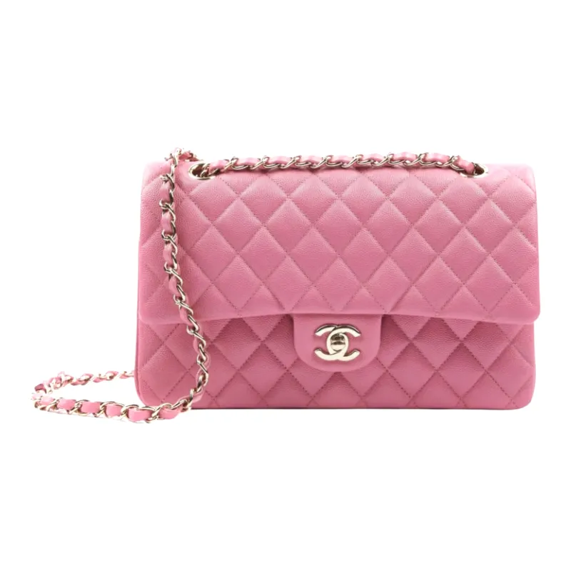 CHANEL Classic Flap CF Grain Calfskin Flap Bag, Shoulder Bag, Crossbody Bag Medium Size Women's Rubber Pink-0