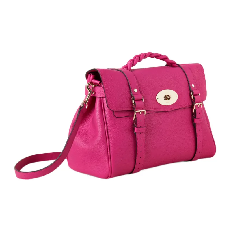 Mulberry Alexa Textured Leather Shoulder Bag Crossbody Bag Handbag Extra Large Women's Pink-1