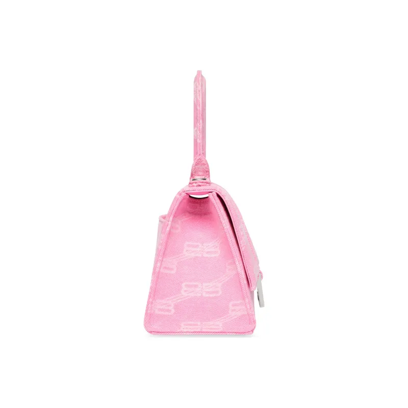 Balenciaga Hourglass Denim Hourglass Bag, Shoulder Bag, Crossbody Bag, Handbag Small Size Women's Pink-3