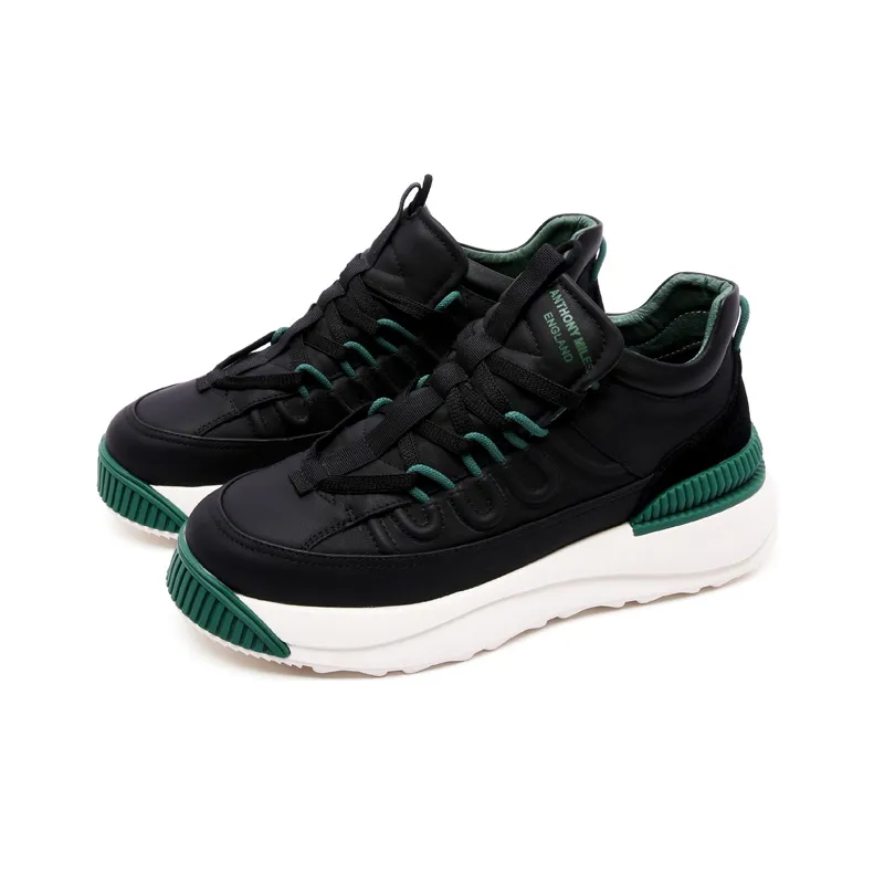 Anthony Miles Casual Shoes Men Low Top Black Green-1