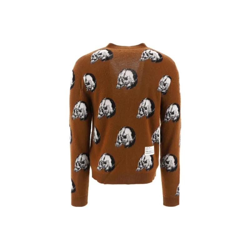 AMIRI V-Neck Fitted Long-Sleeved Knitwear Men's Brown-1