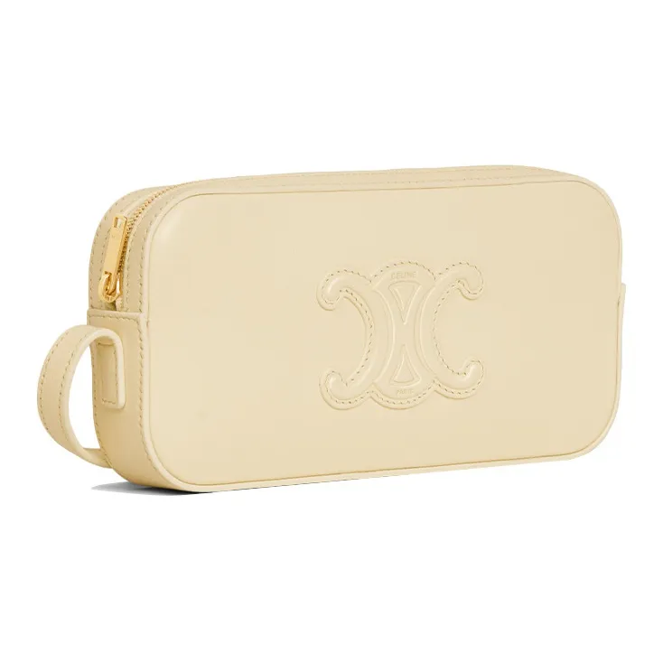 CELINE Cuir Triomphe Triumph Cow Leather Handbag, Shoulder Bag Mini Women's Light Yellow/Light Yellow-1