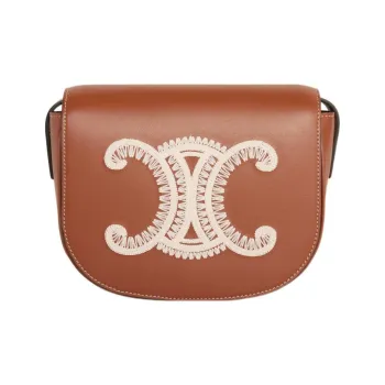 CELINE Triomphe Smooth Cow Leather Crossbody Bag, Shoulder Bag Women's Tawny