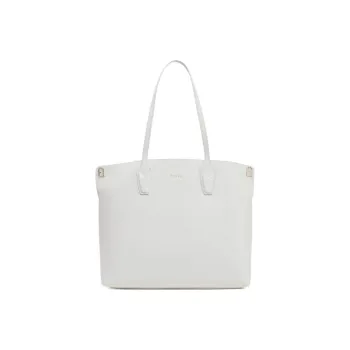 Furla Textured Calfskin Tote Bag Shopping Bag Handbag Shoulder Bag Large Size Women's White