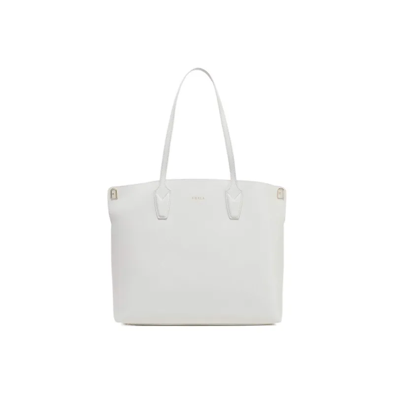 Furla Textured Calfskin Tote Bag Shopping Bag Handbag Shoulder Bag Large Size Women's White-0
