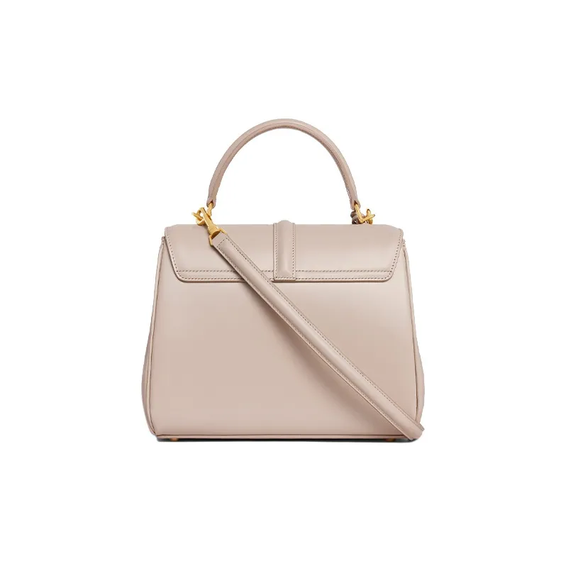CELINE 16 Satin Calfskin Shoulder Bag Crossbody Bag Handbag Small Size Women's Nude-2