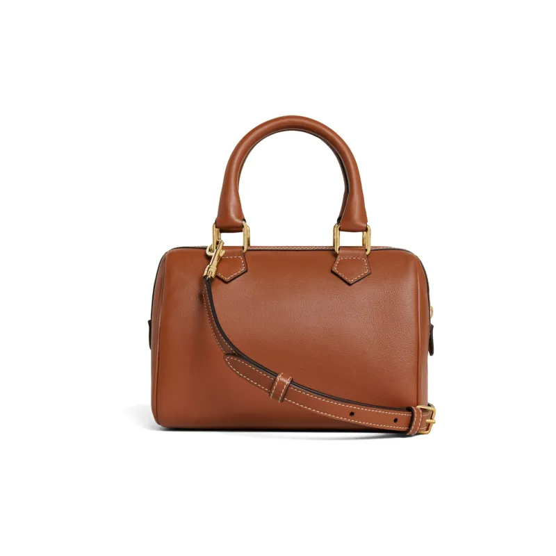 CELINE Triomphe Smooth Cow Leather Boston Bag Shoulder Bag Crossbody Bag Handbag Small Size Women's Tawny-2