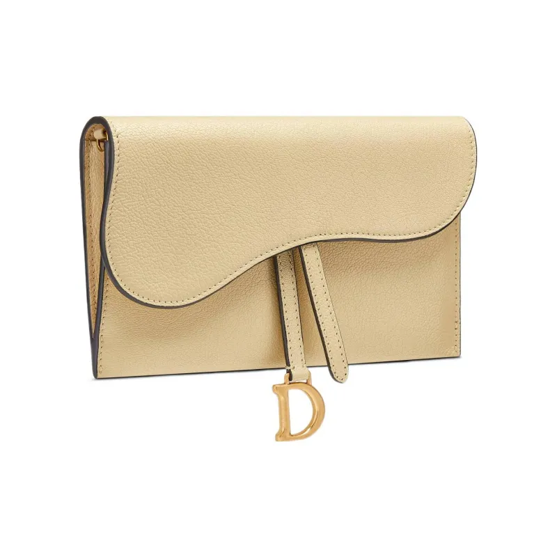 DIOR Saddle Sheepskin Saddle Bag, Shoulder Bag, Crossbody Bag, Wallet Women's Light Yellow/Light Yellow-2