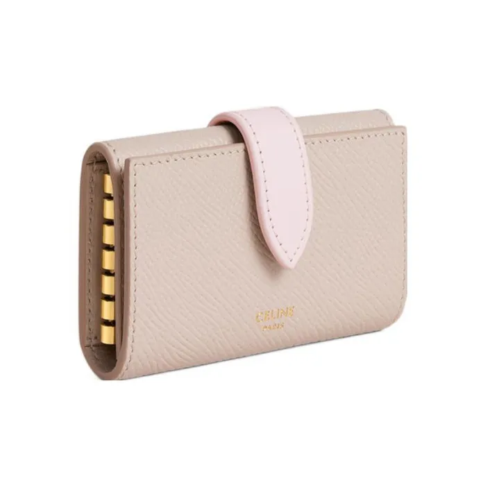 CELINE Grained Calfskin Key Pouch Women's Nude/Pink-1