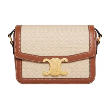 CELINE Triomphe Textile With Calfskin Crossbody Bag, Shoulder Bag Women's