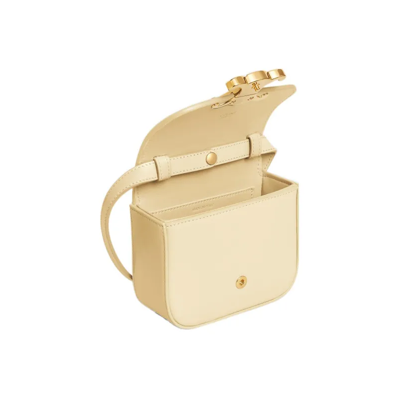 CELINE Triomphe Arc De Triomphe Shiny Calfskin Shoulder Bag Crossbody Bag Mini Women's Light Yellow/Light Yellow-2