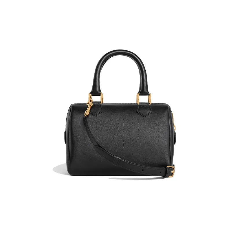 CELINE Cuir Triomphe Triumph Calfskin Shoulder Bag Crossbody Bag Handbag Small Size Women's Black-2
