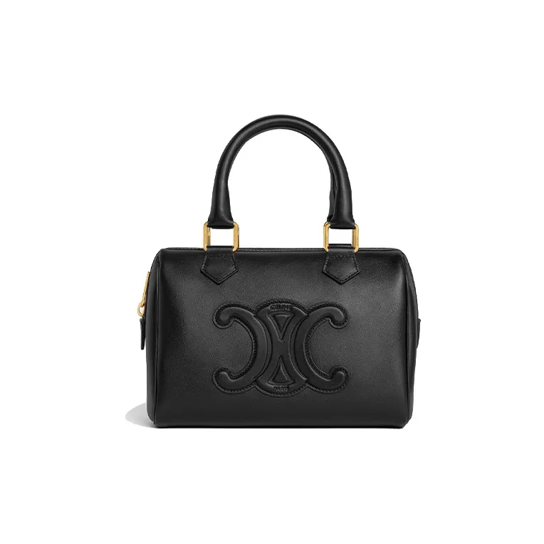 CELINE Cuir Triomphe Triumph Calfskin Shoulder Bag Crossbody Bag Handbag Small Size Women's Black-0
