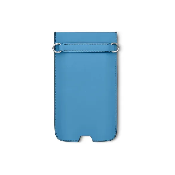 MONTBLANC Grained Cow Leather Cell Phone Case One Shoulder Crossbody Cell Phone Pouch Men's Blue-2