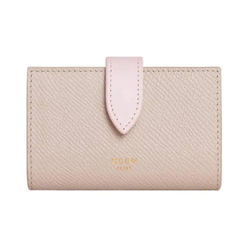 CELINE Grained Calfskin Key Pouch Women's Nude/Pink