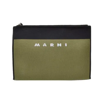 MARNI Logo Embroidered Zipped Clutch Bag