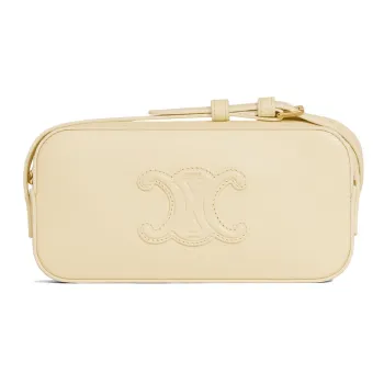 CELINE Cuir Triomphe Triumph Cow Leather Handbag, Shoulder Bag Mini Women's Light Yellow/Light Yellow