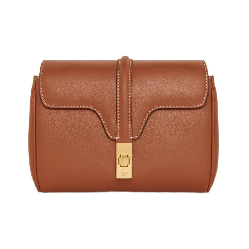 CELINE 16 Calfskin Shoulder Bag, Crossbody Bag Mini Women's Brown-0