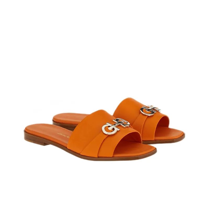 FERRAGAMO GANCINI Slide Slippers Women's Orange-1
