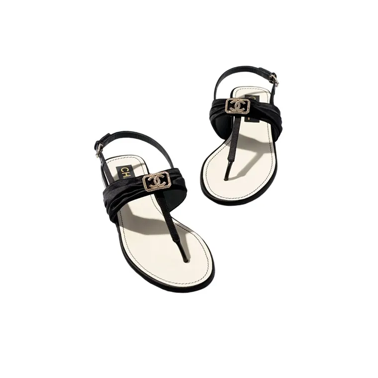 CHANEL One Strap Sandals Women's Black-2