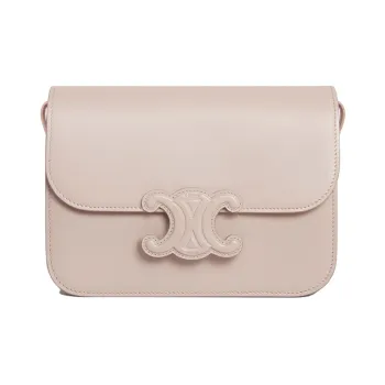 CELINE Cuir Triomphe Calfskin Crossbody Bag Shoulder Bag Medium Size Women's Light Pink