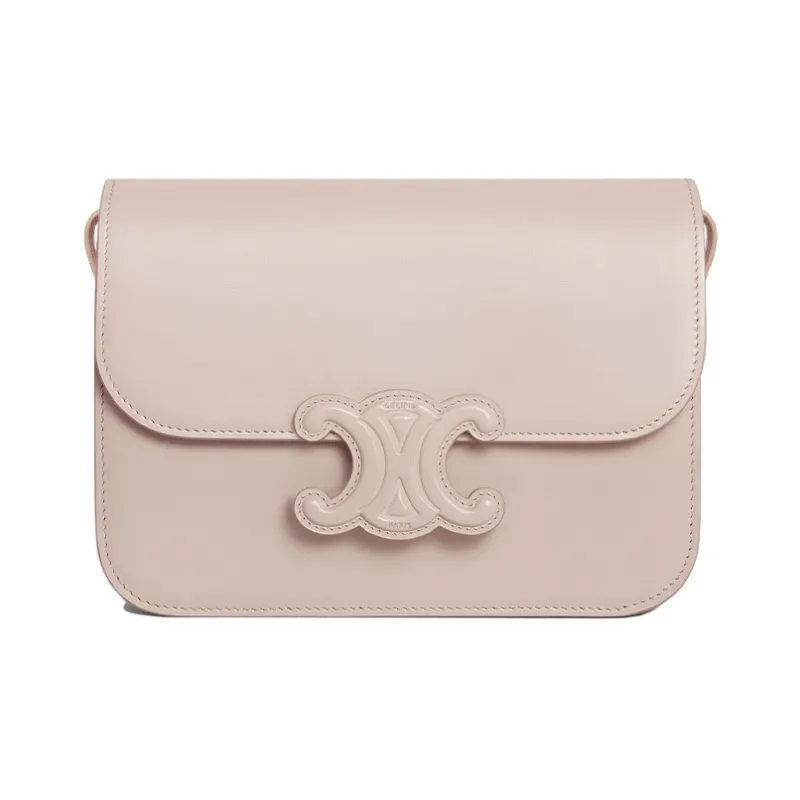 CELINE Cuir Triomphe Calfskin Crossbody Bag Shoulder Bag Medium Size Women's Light Pink-0