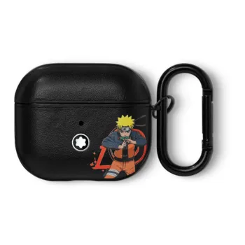 MONTBLANC Naruto Collaboration Cow Leather Patchwork Earphone Case Men's Black
