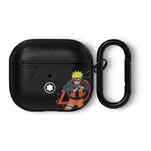 MONTBLANC Naruto Collaboration Cow Leather Patchwork Earphone Case Men's Black