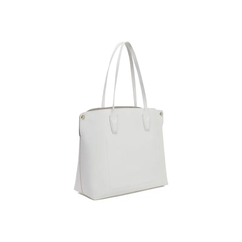 Furla Textured Calfskin Tote Bag Shopping Bag Handbag Shoulder Bag Large Size Women's White-2