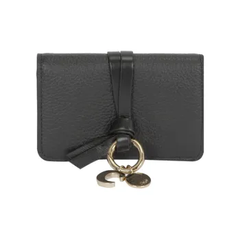 Chloe Cow Leather Coin Purse Women's Black