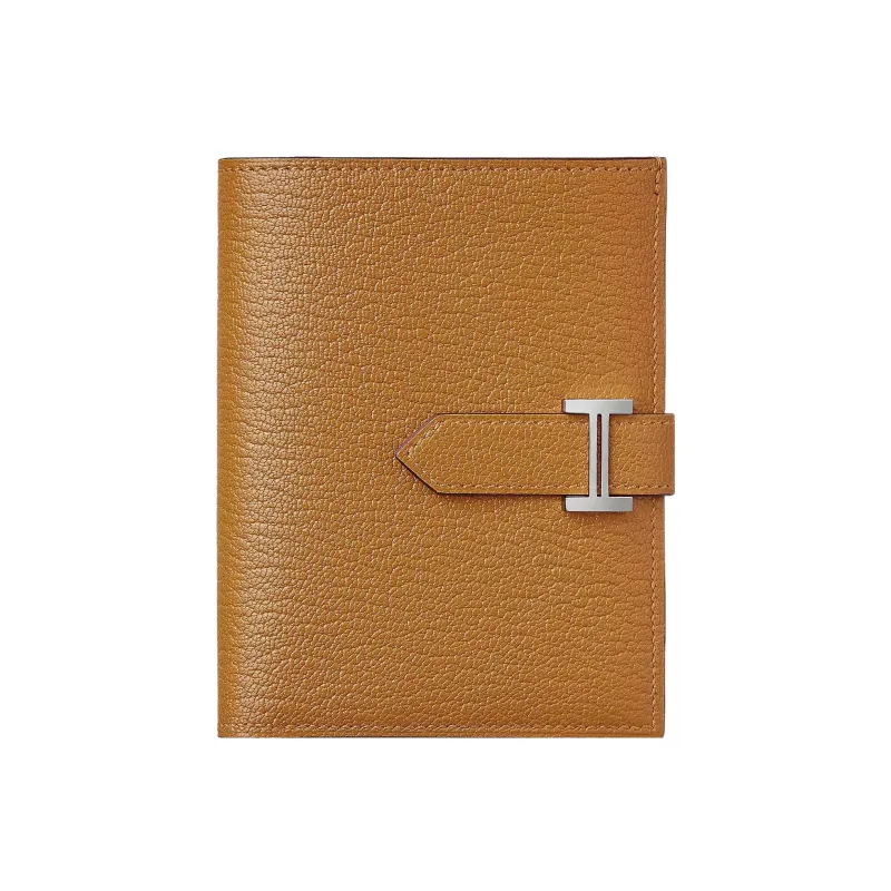 HERMES Bearn Mysore Goat Skin Card Holder, Wallet Regular Unisex 28 Caramel-0