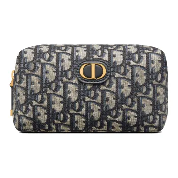 DIOR 30 Montaigne Oblique Printed Fabric Clutch Women's Blue