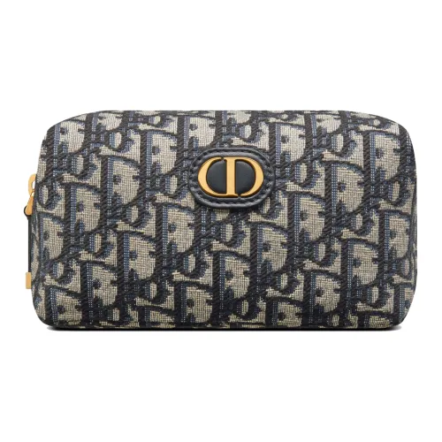 DIOR 30 Montaigne Oblique Printed Fabric Clutch Women's Blue